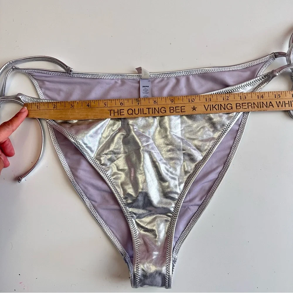 NEW Skims Metallic Swim Dipped Tie Bottoms Sz 3XL in Nickel